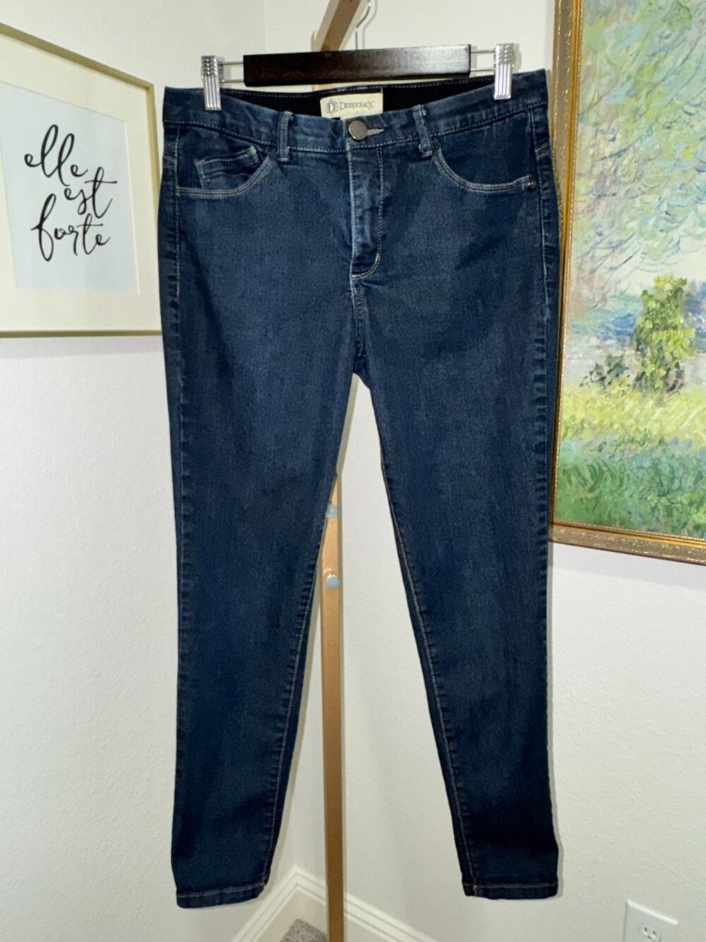 👖Democracy AB Technology Dark Wash Skinny Jeans | Mid Rise Stretch Denim | Size